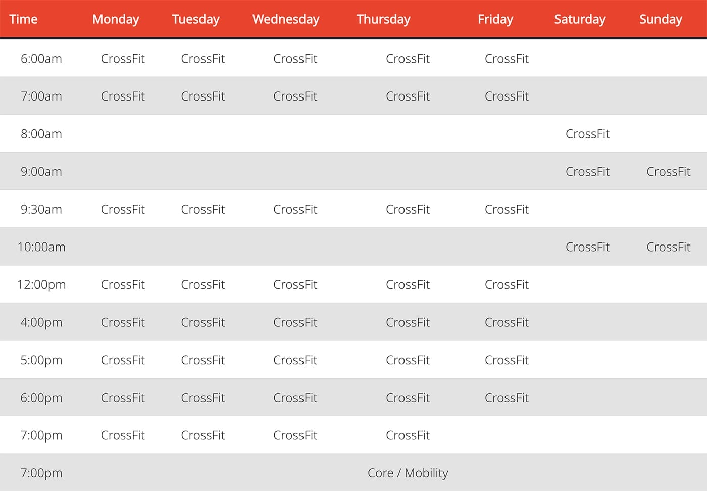 Second City Fitness Schedule